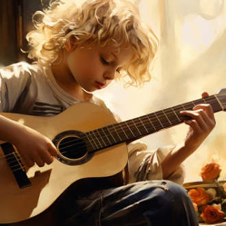 dziecko grające na gitarze
